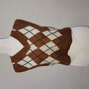 NWOT Women Brown Argyle Sweater Vest